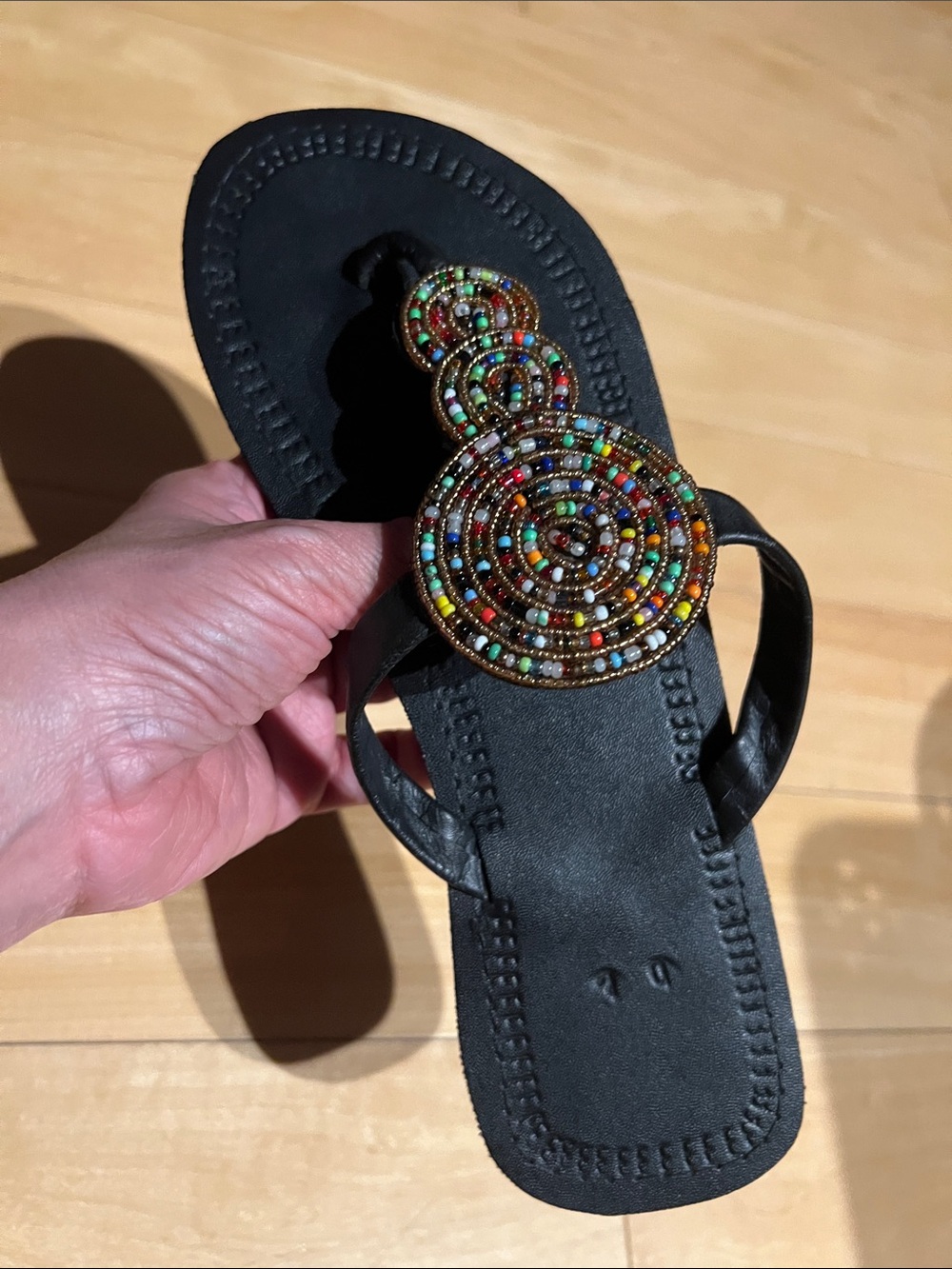 Black Beaded Sandals